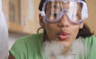 Workshop chemist girl smoke